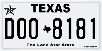 TX license plate DOO8181