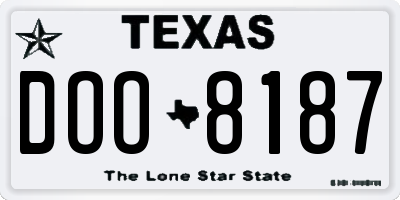 TX license plate DOO8187