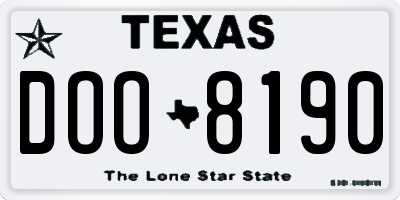 TX license plate DOO8190
