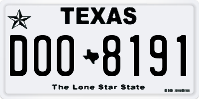 TX license plate DOO8191