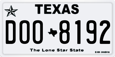 TX license plate DOO8192