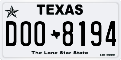 TX license plate DOO8194