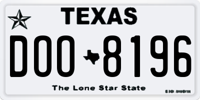 TX license plate DOO8196