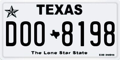TX license plate DOO8198