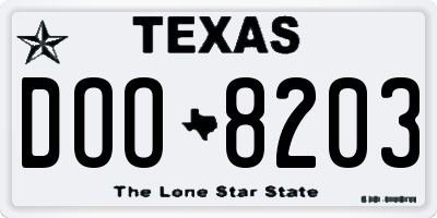 TX license plate DOO8203