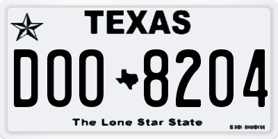 TX license plate DOO8204