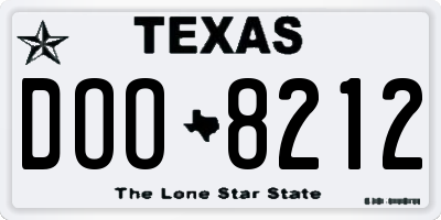 TX license plate DOO8212
