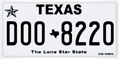 TX license plate DOO8220