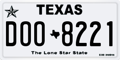TX license plate DOO8221