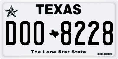 TX license plate DOO8228