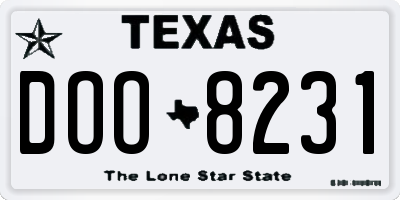 TX license plate DOO8231