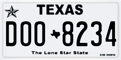 TX license plate DOO8234