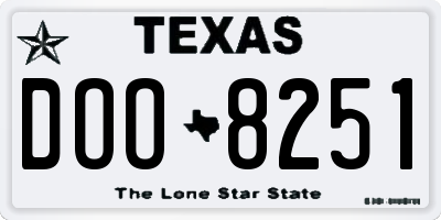 TX license plate DOO8251