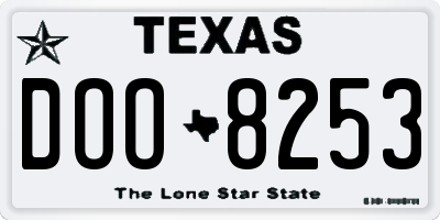 TX license plate DOO8253