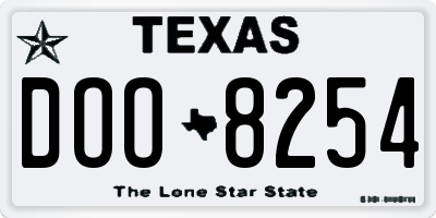 TX license plate DOO8254