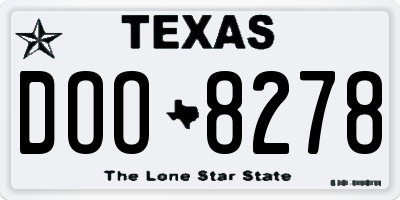 TX license plate DOO8278