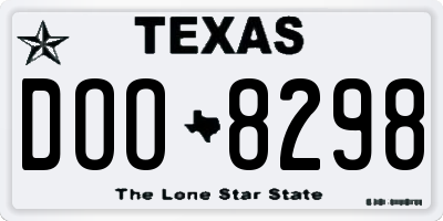 TX license plate DOO8298