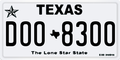 TX license plate DOO8300