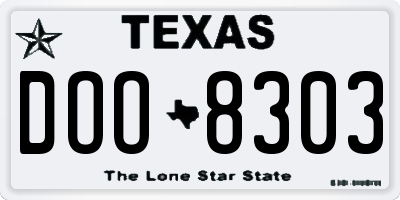 TX license plate DOO8303