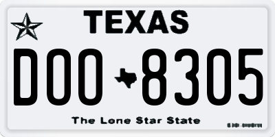 TX license plate DOO8305
