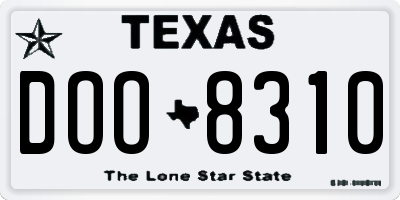 TX license plate DOO8310