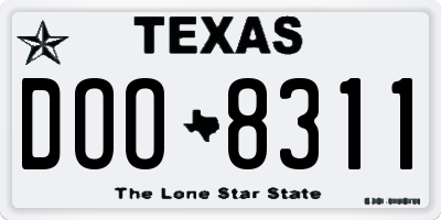 TX license plate DOO8311