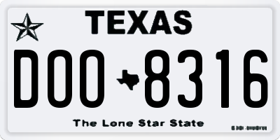 TX license plate DOO8316