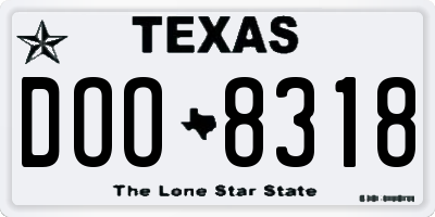 TX license plate DOO8318