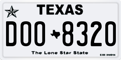 TX license plate DOO8320