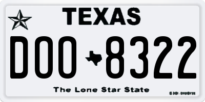 TX license plate DOO8322