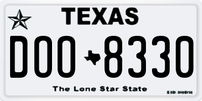 TX license plate DOO8330