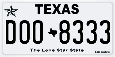 TX license plate DOO8333