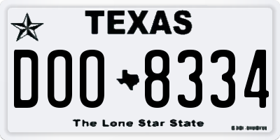 TX license plate DOO8334