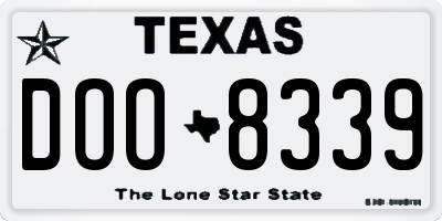 TX license plate DOO8339