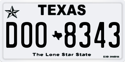TX license plate DOO8343