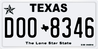 TX license plate DOO8346