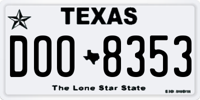 TX license plate DOO8353