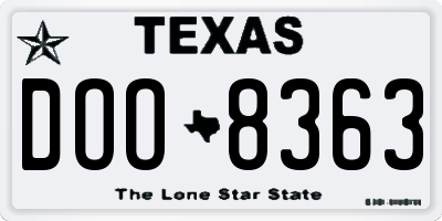 TX license plate DOO8363