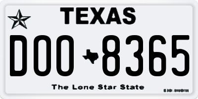 TX license plate DOO8365