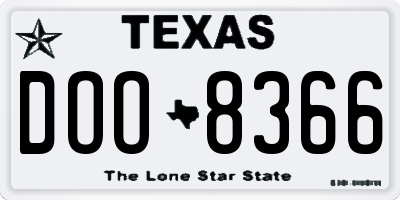 TX license plate DOO8366