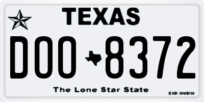 TX license plate DOO8372