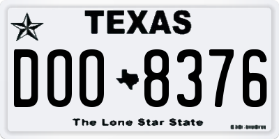 TX license plate DOO8376