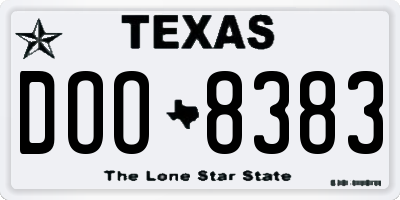 TX license plate DOO8383