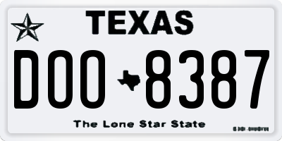 TX license plate DOO8387