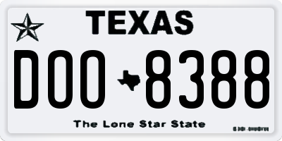 TX license plate DOO8388