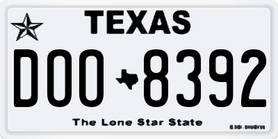 TX license plate DOO8392