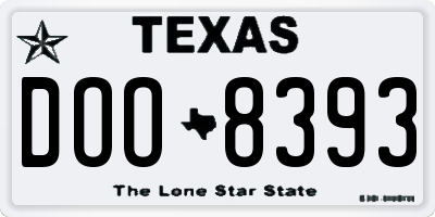 TX license plate DOO8393