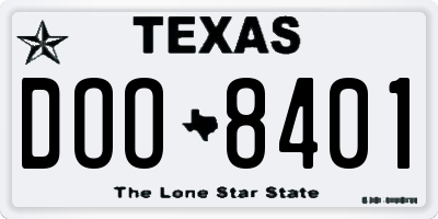 TX license plate DOO8401