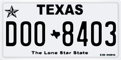 TX license plate DOO8403