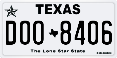 TX license plate DOO8406